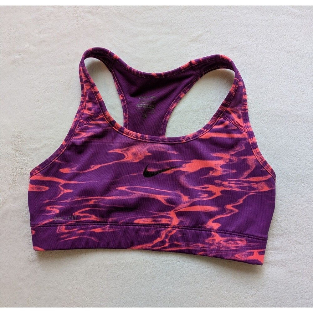 NIKE PRO DRI-FIT RACERBACK SPORTS BRA PURPLE MARBLE SIZE SMALL